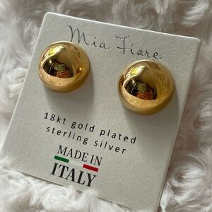 Mia Fiore Half Jumbo Domed Semi 18mm Ball Button 18kt Gold Plated Over SS